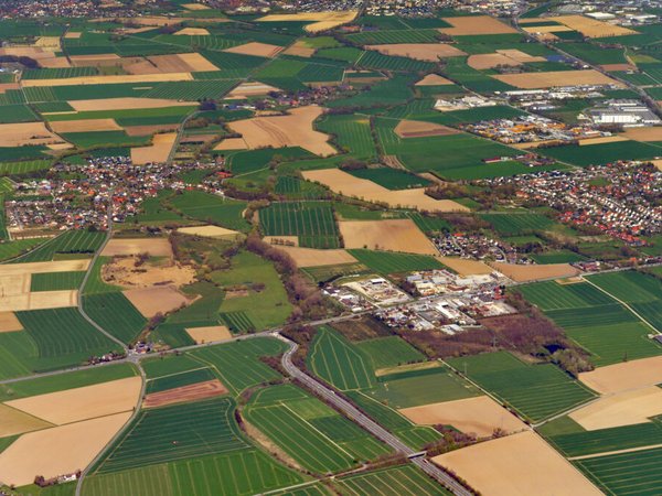 Luftbild von Erwitte zur Veranschaulichung der Planung der Ortsumgehung